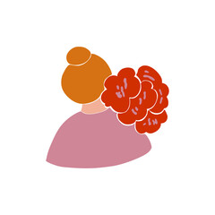 Woman portrait with flowers in abstract style. Vector abstract illustration of girl in modern style.