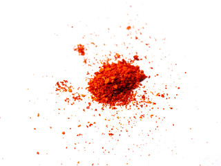 Hot chili powder pile isolated on white background