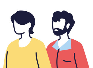 young couple cartoon on white background