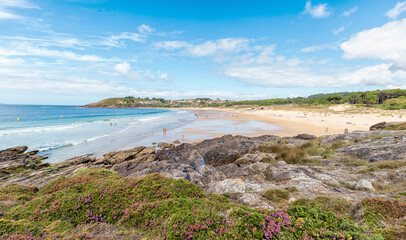 Summer in Montalvo beach. Sanxenxo. Tourism in Galicia. The most beautiful spots in Spain.