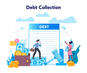 Debt collector concept. Pursuing payment of debt owed by person
