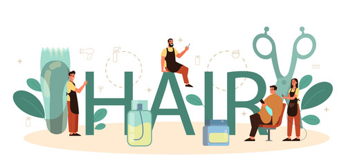 Hair stylist typographic header concept. Idea of hair care in salon.