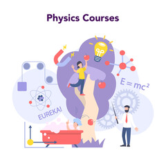 Physics school subject concept. Scientist explore electricity,