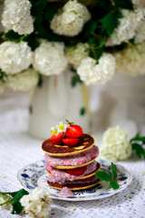 Pancakes with apples.style rustic .selective focus