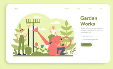 Gardening web banner or landing page. Idea of horticultural designer