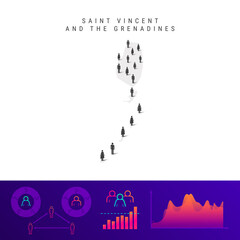 Saint Vincent and the Grenadines people map. Detailed vector silhouette. Mixed crowd of men and women