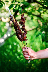 Moroccan lamb liver kebab on metallic plate