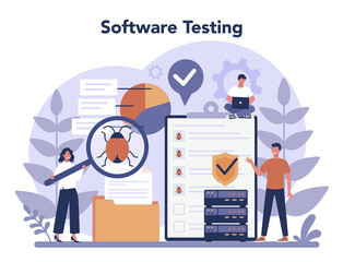 Testing software concept. Application or website code test process.