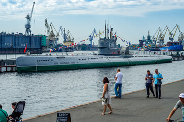 Naval parade. Baltic Fleet of the Russian Federation. Military parade of ships. Army review....