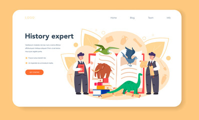 Historian web banner or landing page. History science, paleontology