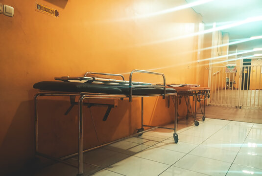 Hospital brancards for emergency rooms that are not being used
