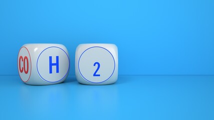 H2 is the future and helps to reduce CO2 emissions. 3d illustration.