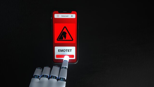 Robot Hand Smartphone Emotet Detection