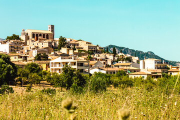 Fototapeta na wymiar A View of mountain village in Majorca, Selva.