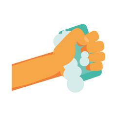 hands washing with soap and bubbles vector design