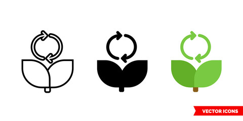 Ecology icon of 3 types. Isolated vector sign symbol.