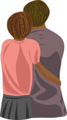 hugging pair of people with dark skin