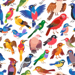 Seamless forest bird pattern background for kids