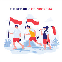 Student Carry Flag For Independence Day Indonesia