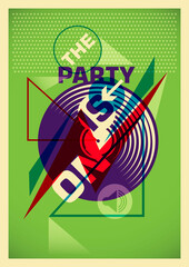 Colorful party poster design in modern style. Vector illustration.
