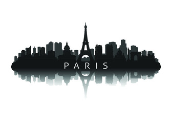 Obraz premium paris skyline silhouette with reflection