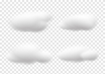 Realistic white cloud vectors isolated on transparency background, cotton wool ep45