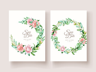 Fototapeta na wymiar watercolor floral wedding invitation card set