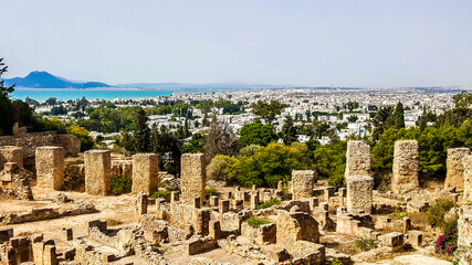 Fototapeta na wymiar View of the Tunis from the ruins of Carthage. Tunisia