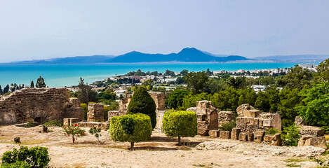 View of the Tunis from the ruins of Carthage. Tunisia
