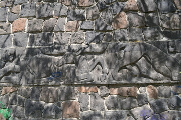 wall with Scythian ornaments. Summer