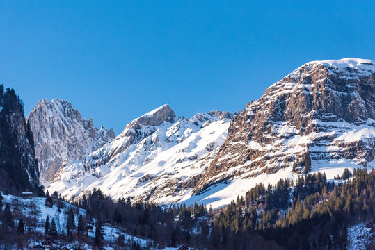 View of the gl&auml;rnisch peaks in Glarus, Switzerland