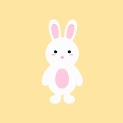 This is a cute cartoon bunny isolated on light background. Vector illustration in flat style.