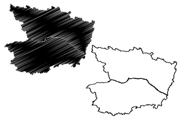 Maine-et-Loire Department (France, French Republic, Pays de la Loire region) map vector illustration, scribble sketch Maine et Loire map