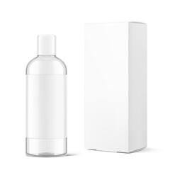 Blank plastic tube mockup for cosmetics with cap. Front view. Vector illustration isolated on white background. Can be use for your design, advertising, promo and etc. EPS10.	