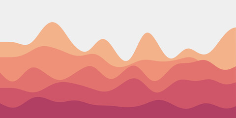 Abstract orange pink hills background. Colorful waves artistic vector illustration.