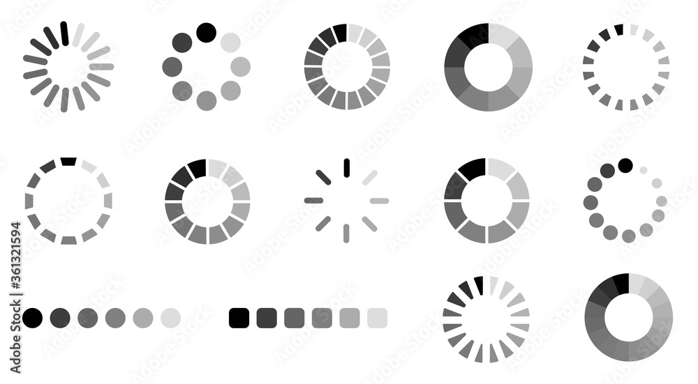 Poster Loading icon design set.Collection of loading icons.Progress bar loading icon.Loading for site design.Loading bar.