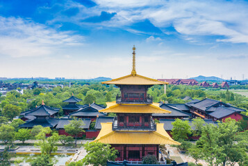 Aerial photos of temples at Guangfulin site, Shanghai, China