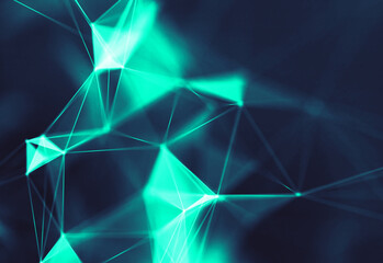 Abstract polygonal space low poly dark background with connecting dots and lines.