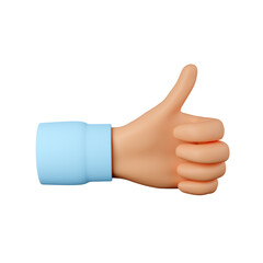 Thumbs up isolated on white background. 3d render