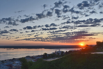Sunrise over the Volga River and Nizhny Novgorod
