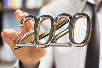 business year 2020 up goals and  success illustration