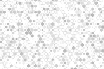 Science and technology concept illustration. Abstract tech backdrop consisting of hexagonal elements and dots. Digital futuristic illustration template for design.