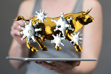 Financial stock graph has down from virus corona outbreak..