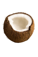 Noix de coco ouverte sur fond blanc