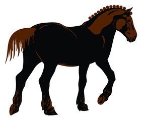 Fototapeta na wymiar Strong, young, beautiful horse in motion. Freehand drawing vector graphics