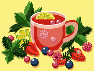 Cup of fruit drink from the berries