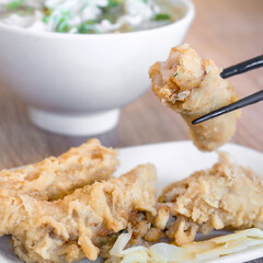 Fried shrimp roll - Taiwanese food cuisine in Tainan, Taiwan restaurant, close up, lifestyle.