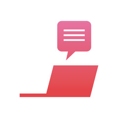 Laptop with communication bubble gradient style icon vector design