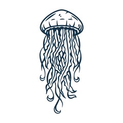 Oceanic jellyfish for marine nautical logo design
