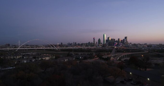 Dallas Skyline Drone at sunrise pull